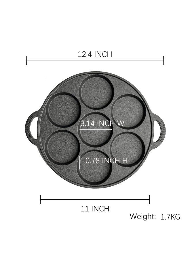WALALLA Cast Iron Egg Frying Pan, 7 Cups Pancake Pan Biscuit Pan Cast Iron Muffin Seasoned Mini Cake Scone Donut Pie Pan for Baking, Egg, Corn Bread, Cupcakes & Dessert - Image 2